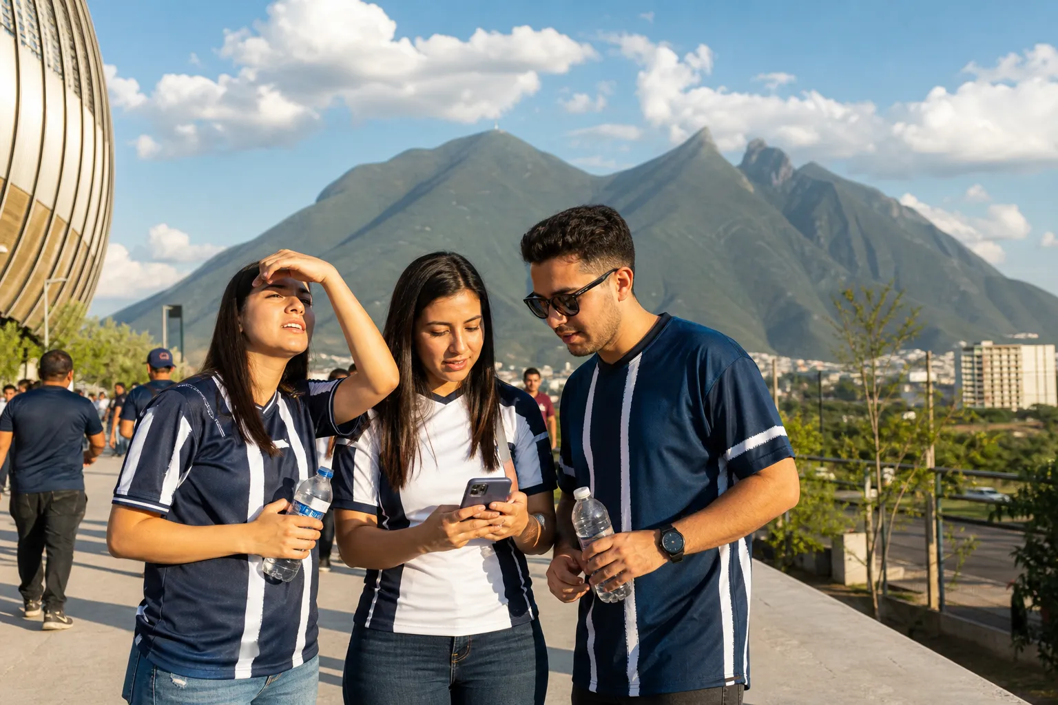 Monterrey World Cup fans checking mountain weather before a night match