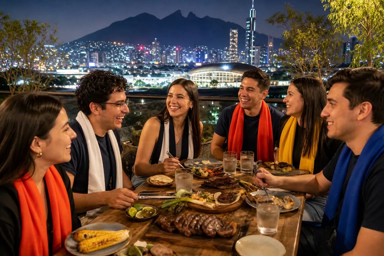 Monterrey fans using dinner as a calm post-match exit plan