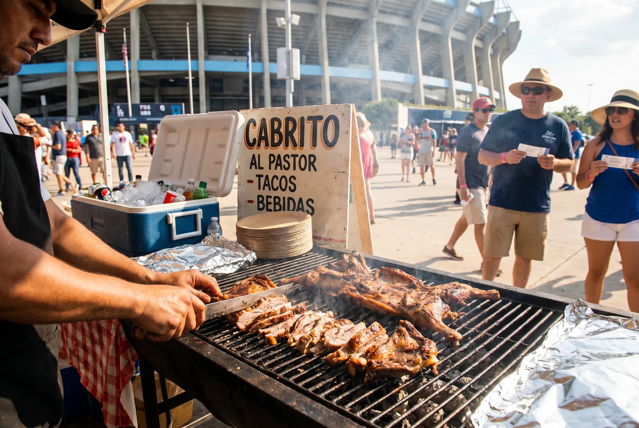 A bright practical scene for monterrey stadium heat parking and cabrito match guide.