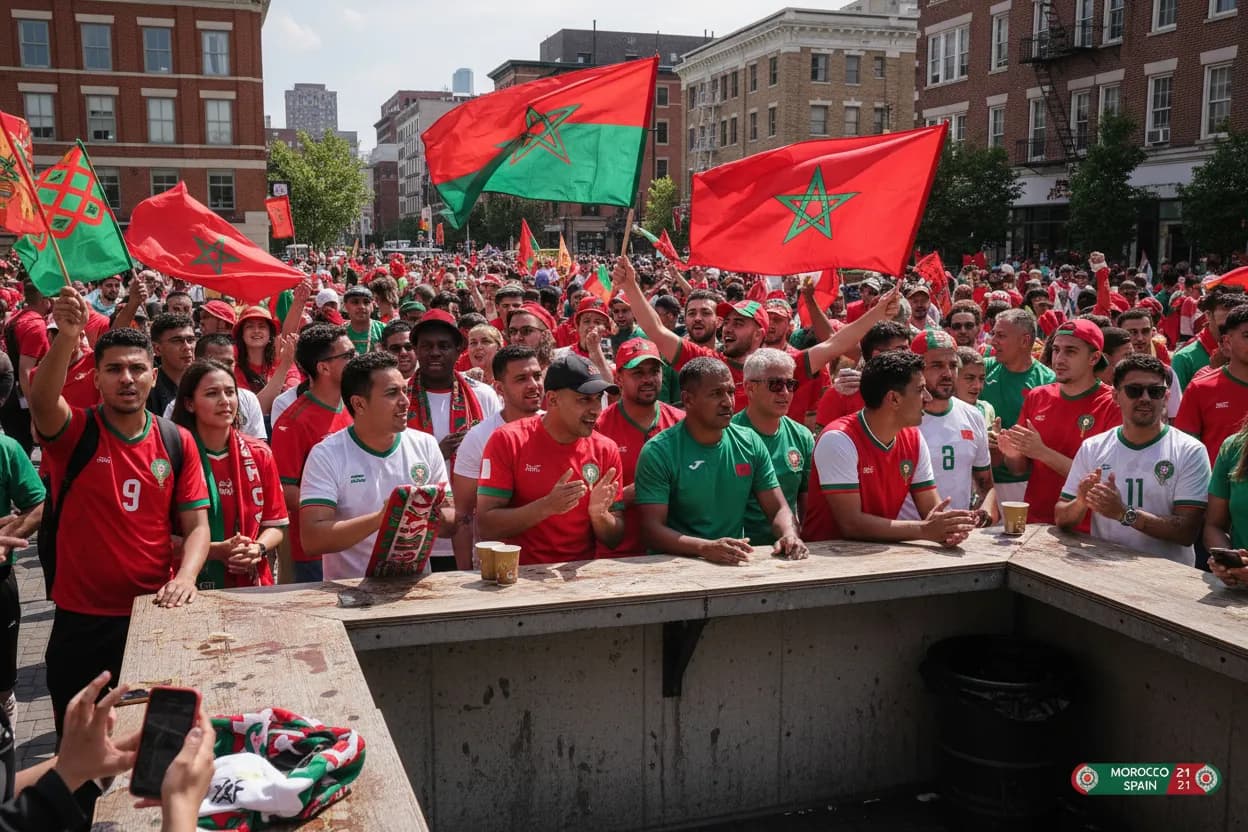 Morocco supporters using a public route in Newark