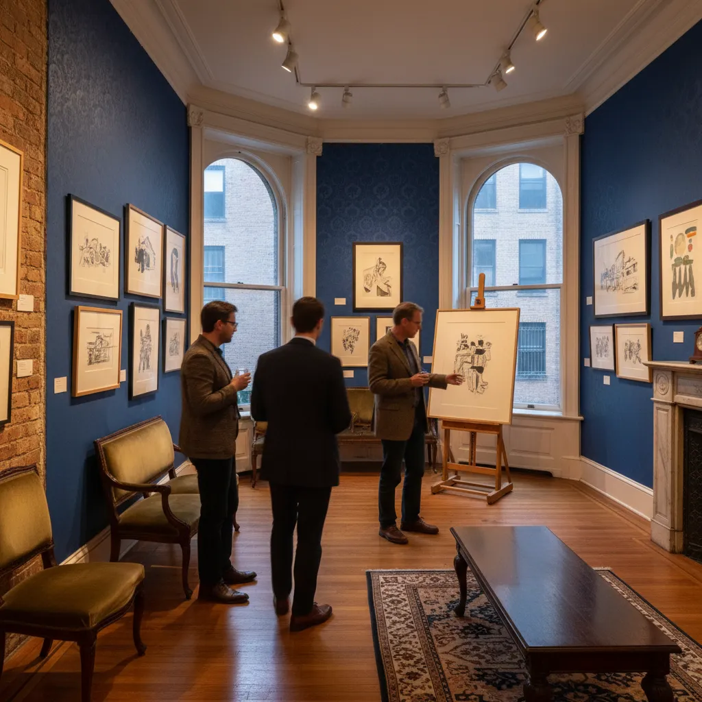 Editorial-style detail scene for The Museum of American Illustration in New York.
