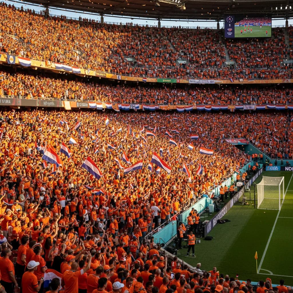 A Netherlands player walking off the pitch in an orange jersey after World Cup 2026 elimination