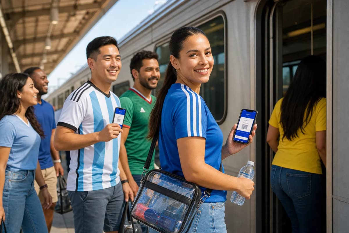 New Jersey fans choosing between transit options before a World Cup match
