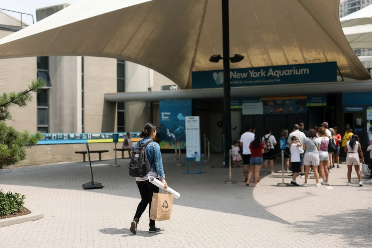NYC experience scene for New York Aquarium Shark Tunnel on a Stormy Saturday: A Timed-Entry Coney Island Plan