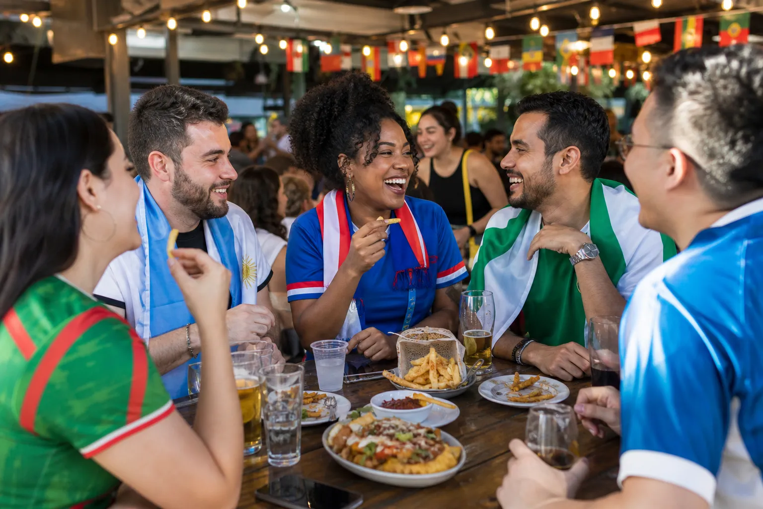 New York / New Jersey fans using a post-match wait or food stop as part of the route