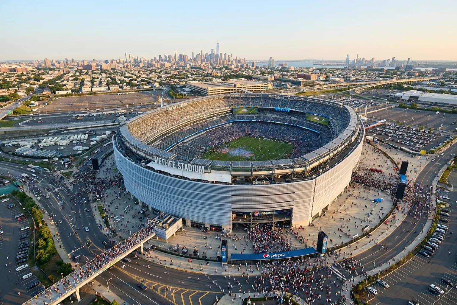 Bright World Cup match-day scene in East Rutherford · New York City · North America.