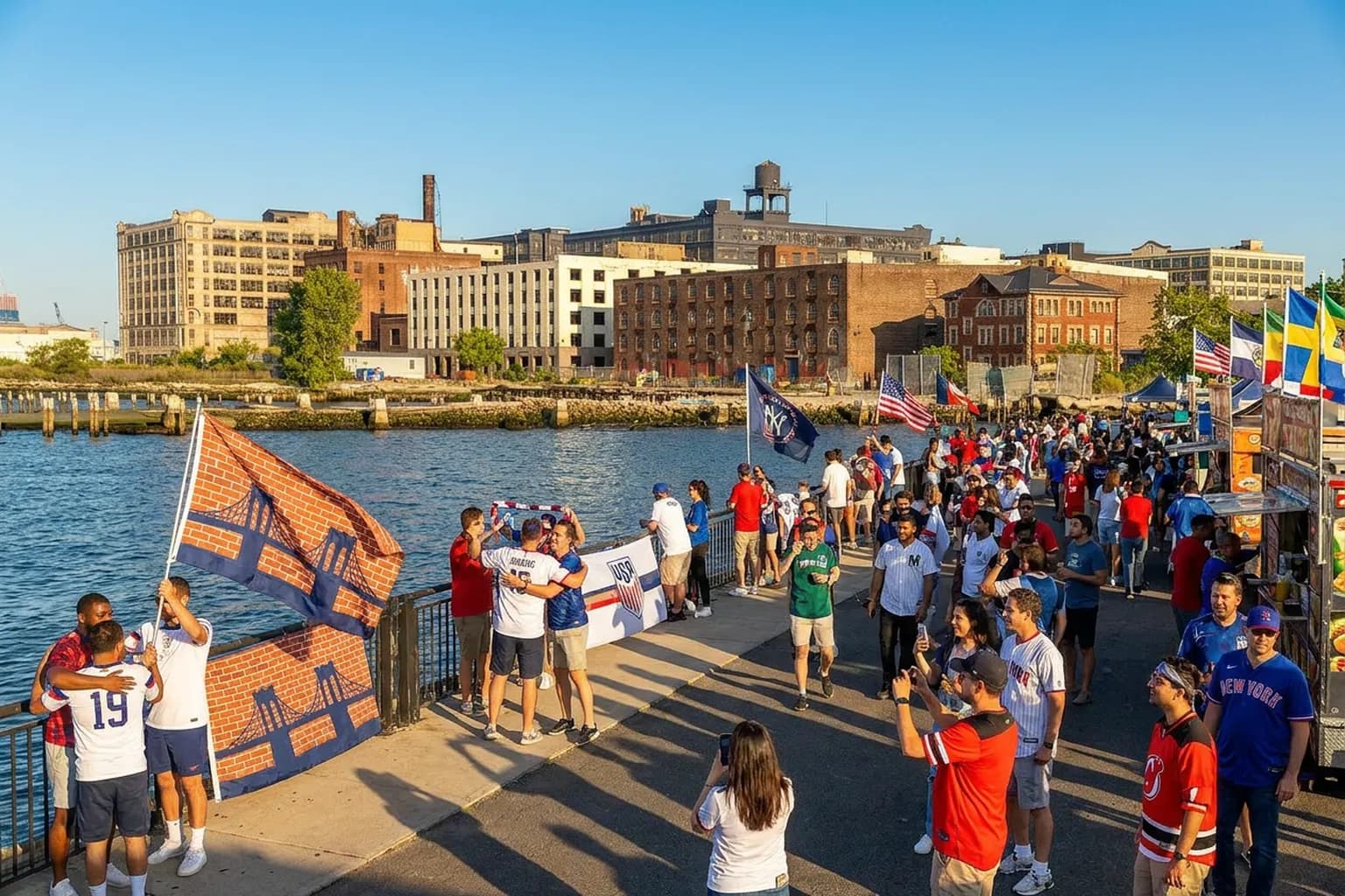 World Cup supporters navigating East Rutherford · New York City · North America during match day.