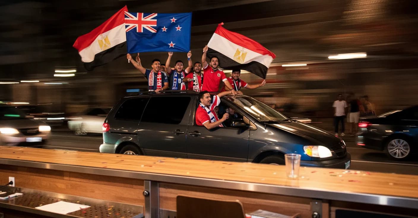 New Zealand and Egypt supporters using a public route in Miami Gardens