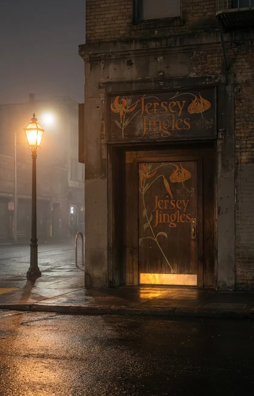 Unmarked entrance door on Jones Street in San Francisco's Tenderloin at night, with subtle speakeasy signage