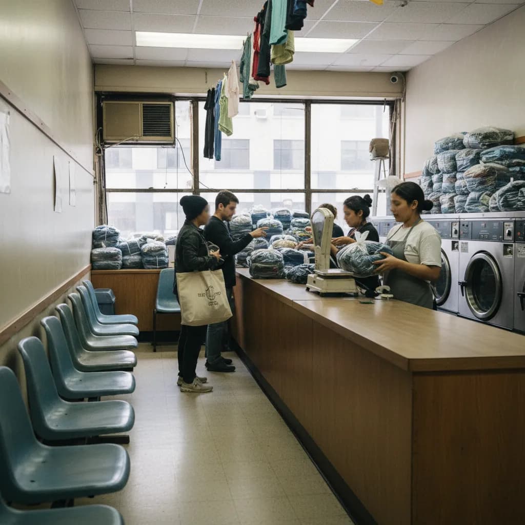 Local NYC route scene for How to Use NYC Laundromat Wash-and-Fold Services.