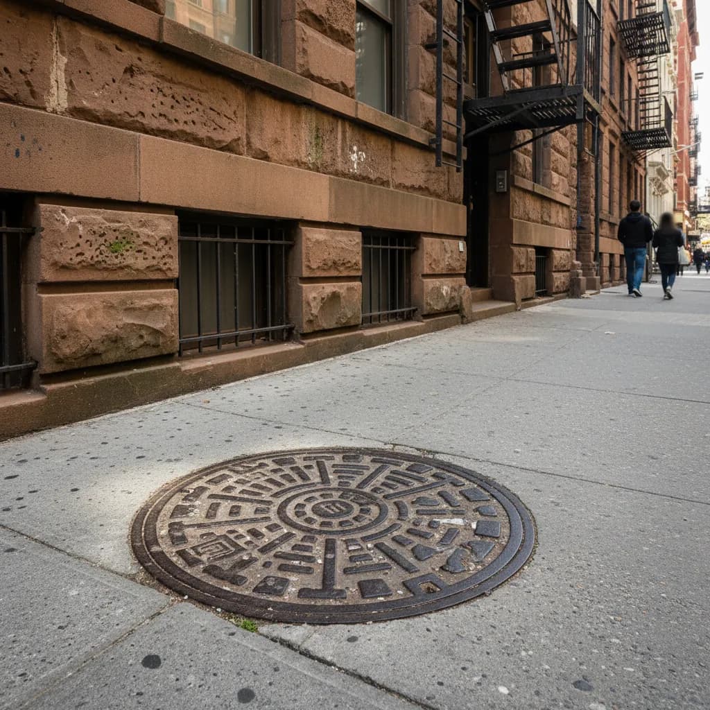 Local NYC route scene for Understanding NYC Manhole Cover Designs.