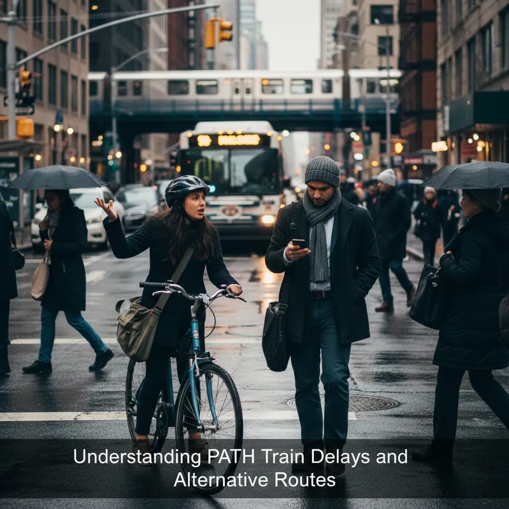 Local NYC route scene for Understanding PATH Train Delays and Alternative Routes.