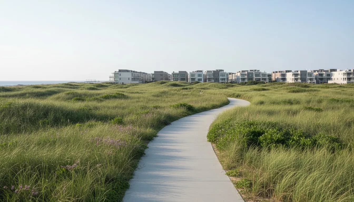 Realistic editorial view of Arverne East Nature Preserve in New York City