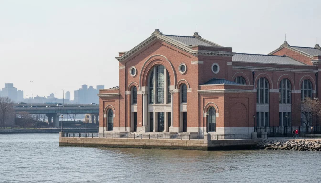 Realistic editorial view of Asser Levy Recreation Center in New York City