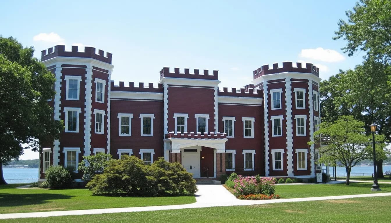 Realistic editorial view of Bayside Historical Society in New York City