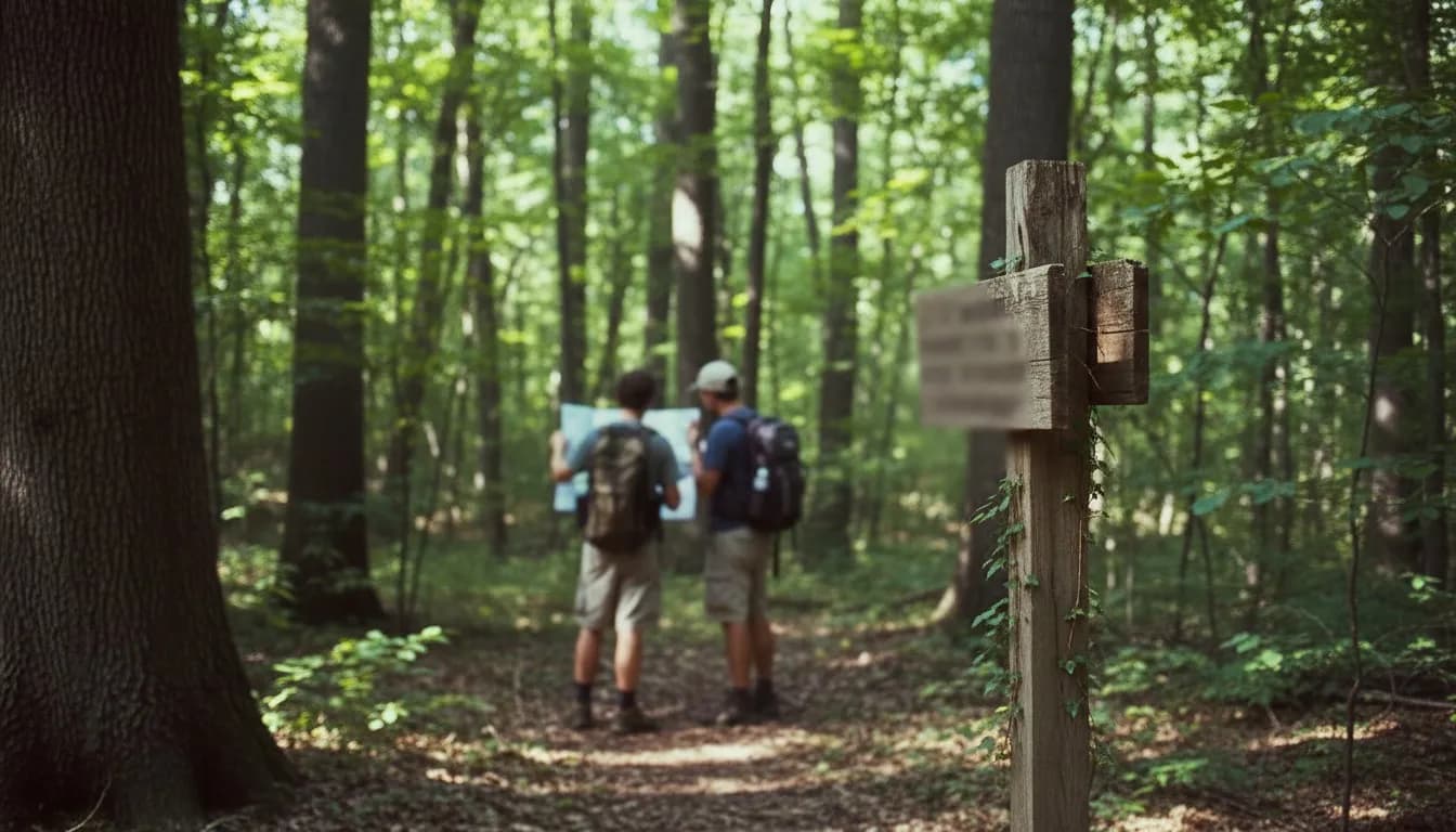 Realistic editorial view of Blood Root Valley Trail in New York City