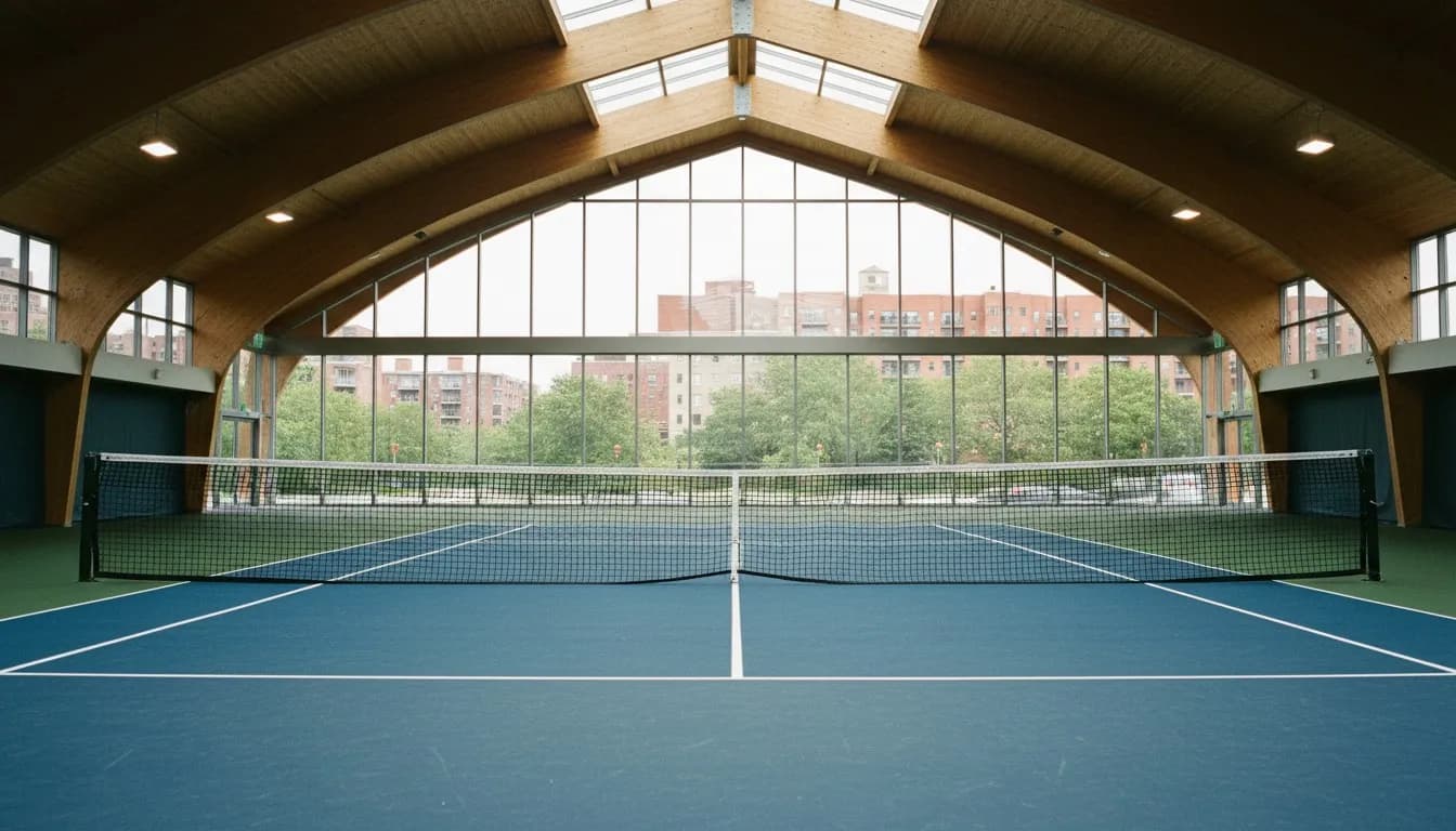 Realistic editorial view of The Cary Leeds Center for Tennis & Learning in New York City