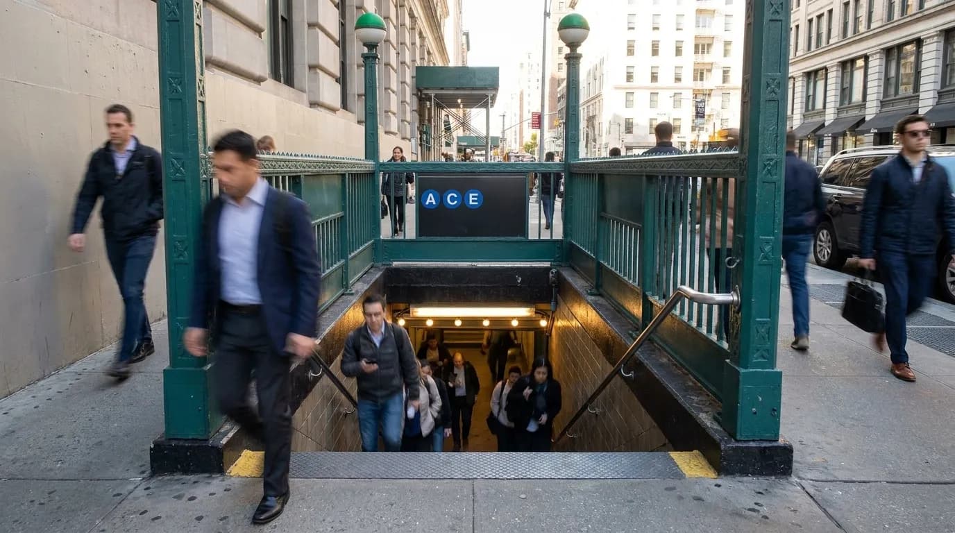 34th Street Penn Station subway entrance for A C E trains, three-minute walk from Ci Siamo
