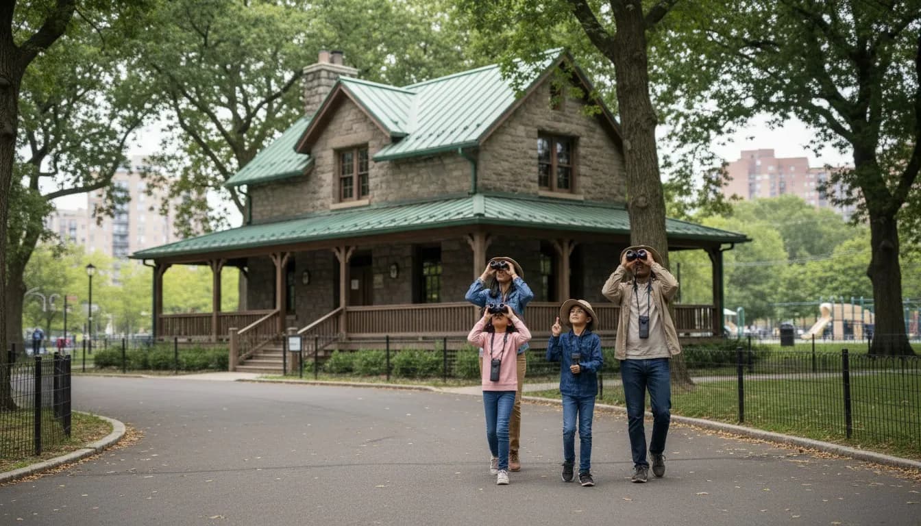 Realistic editorial view of Crotona Nature Center in New York City