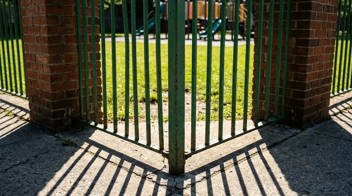Iron fence and entry gate at Herbert Von King Park in Bedford-Stuyvesant