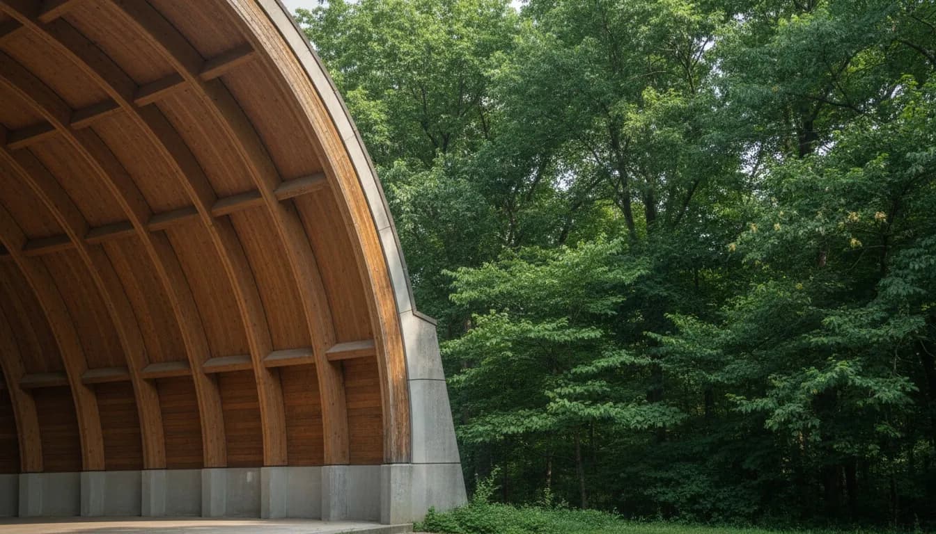 Realistic editorial view of George Seuffert, Sr. Bandshell in New York City