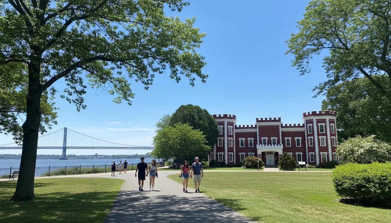 Realistic editorial view of Fort Totten Visitor Center in New York City