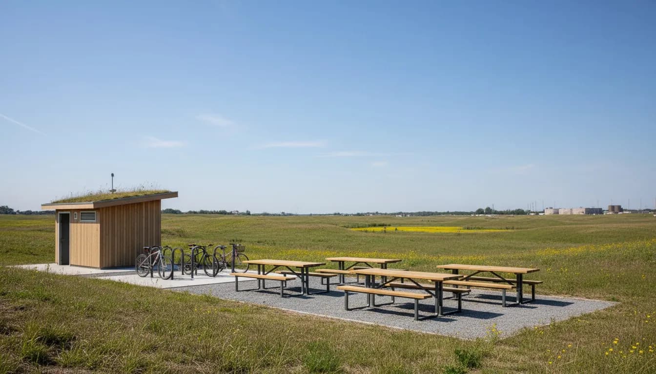 Realistic editorial view of Freshkills Park North Park East in New York City