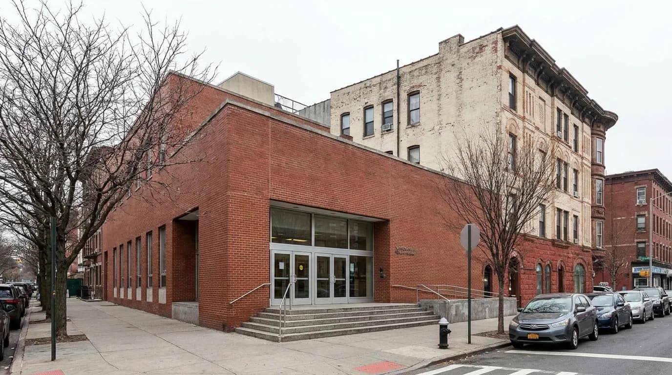 Brooklyn Public Library Crown Heights branch exterior on Franklin Avenue