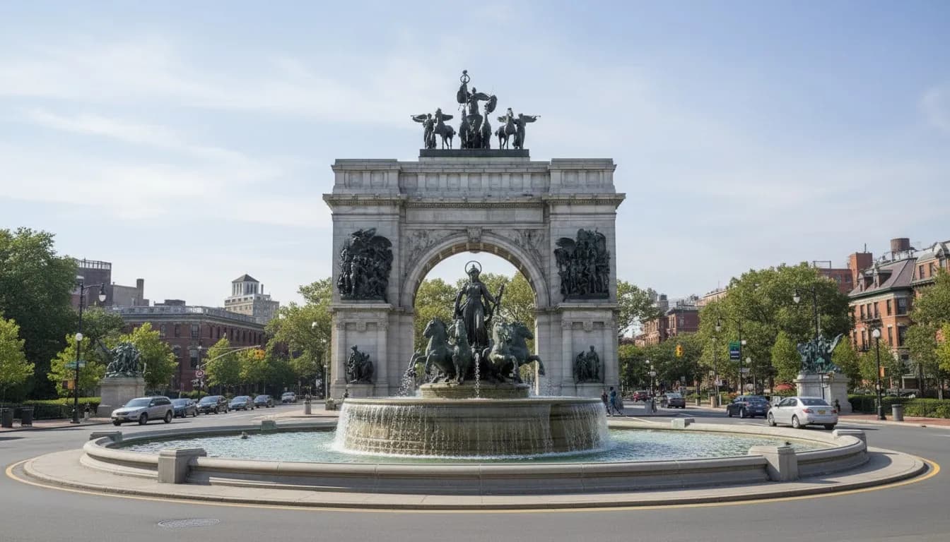 Realistic editorial view of Bailey Fountain in New York City