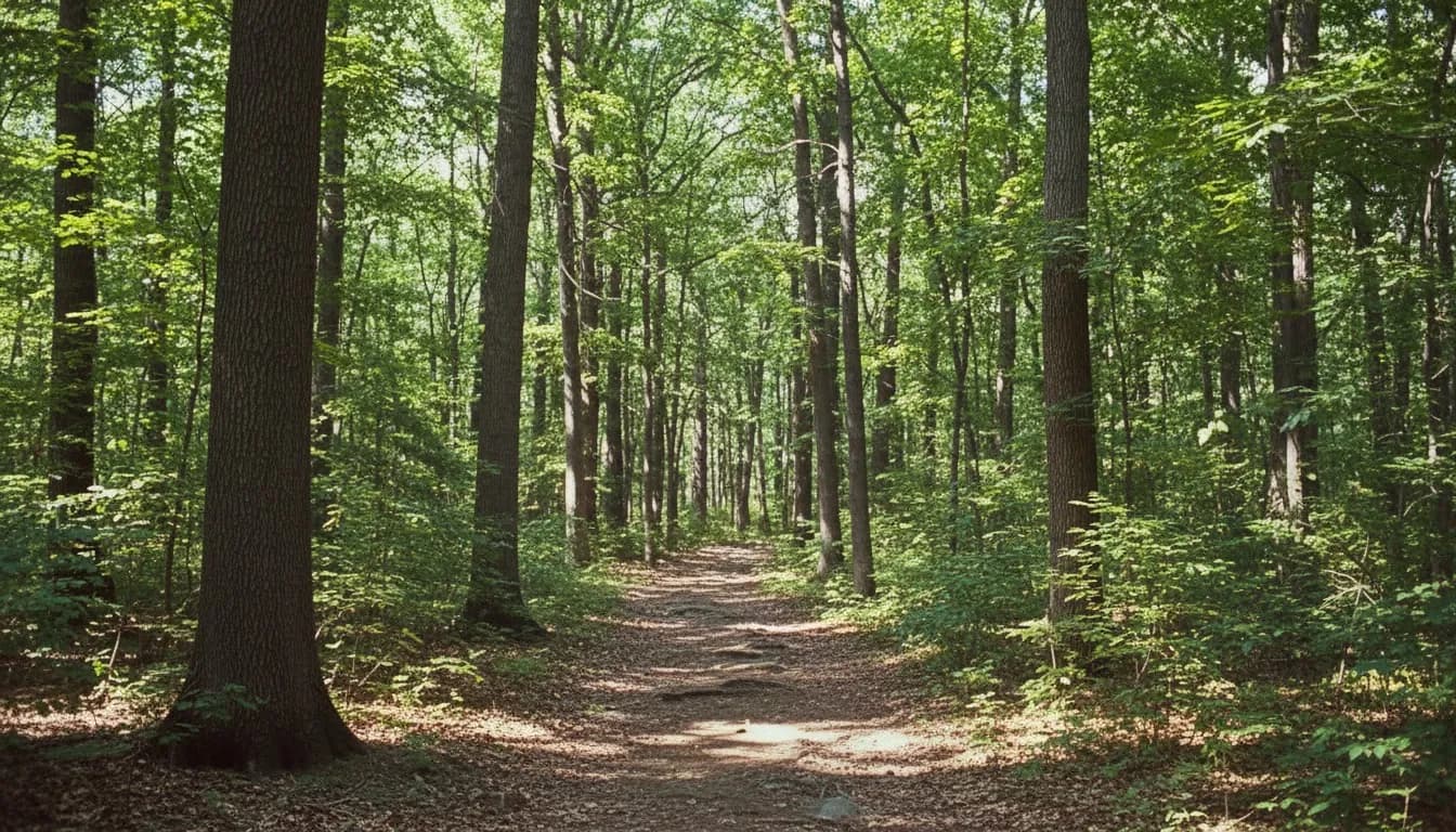 Realistic editorial view of Greenbelt Blue Trail in New York City