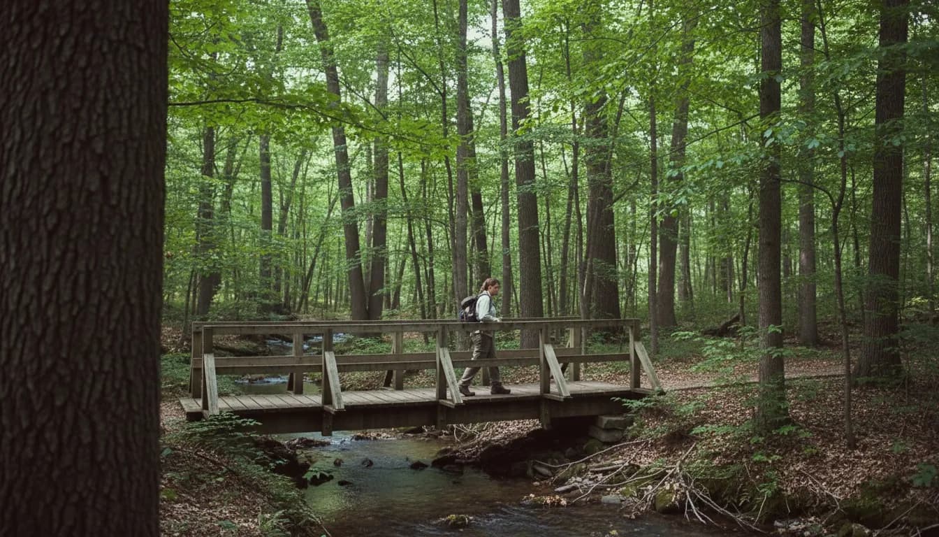 Realistic editorial view of Greenbelt Blue Trail in New York City