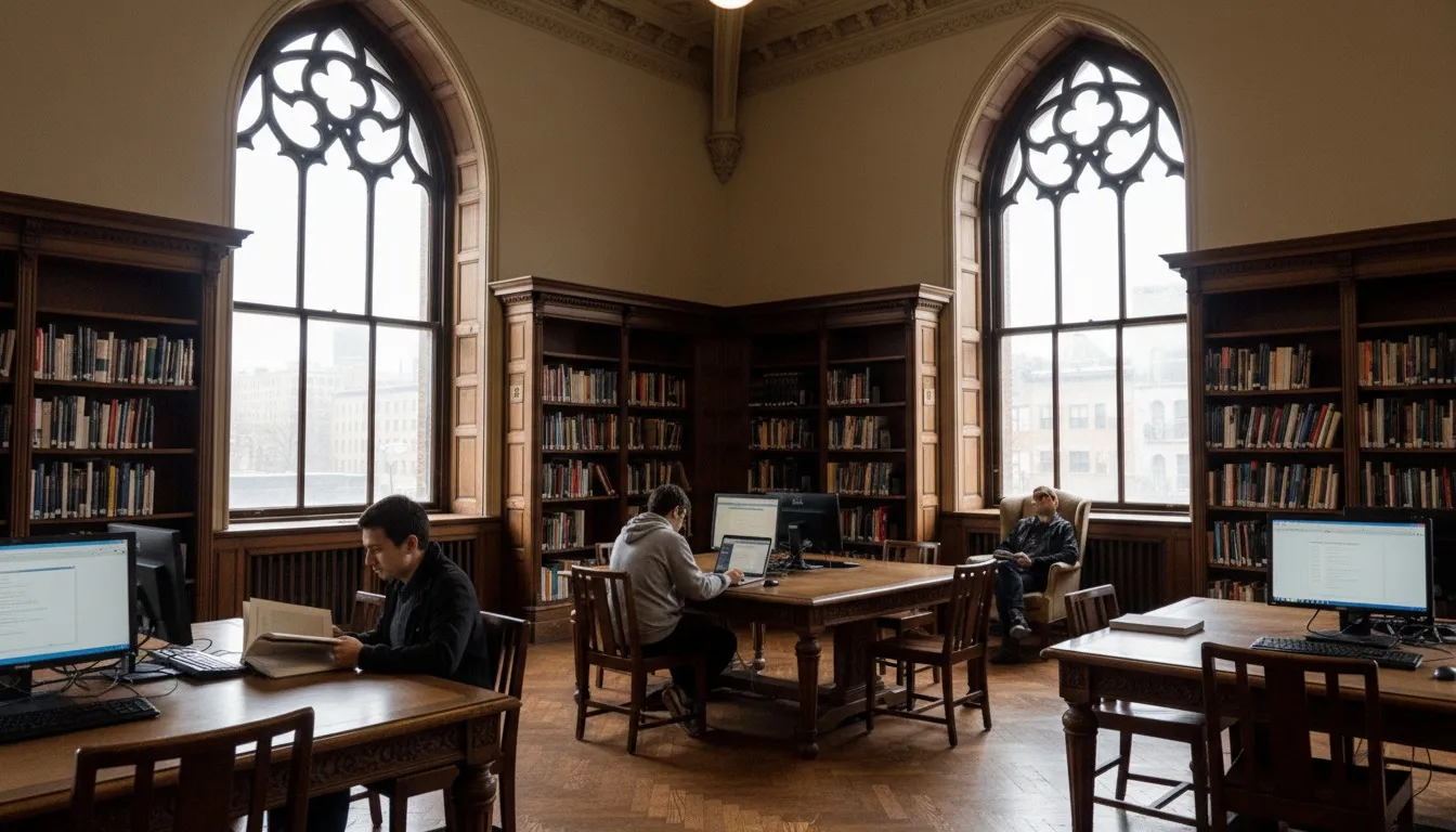 Realistic editorial view of Jefferson Market Library in New York City