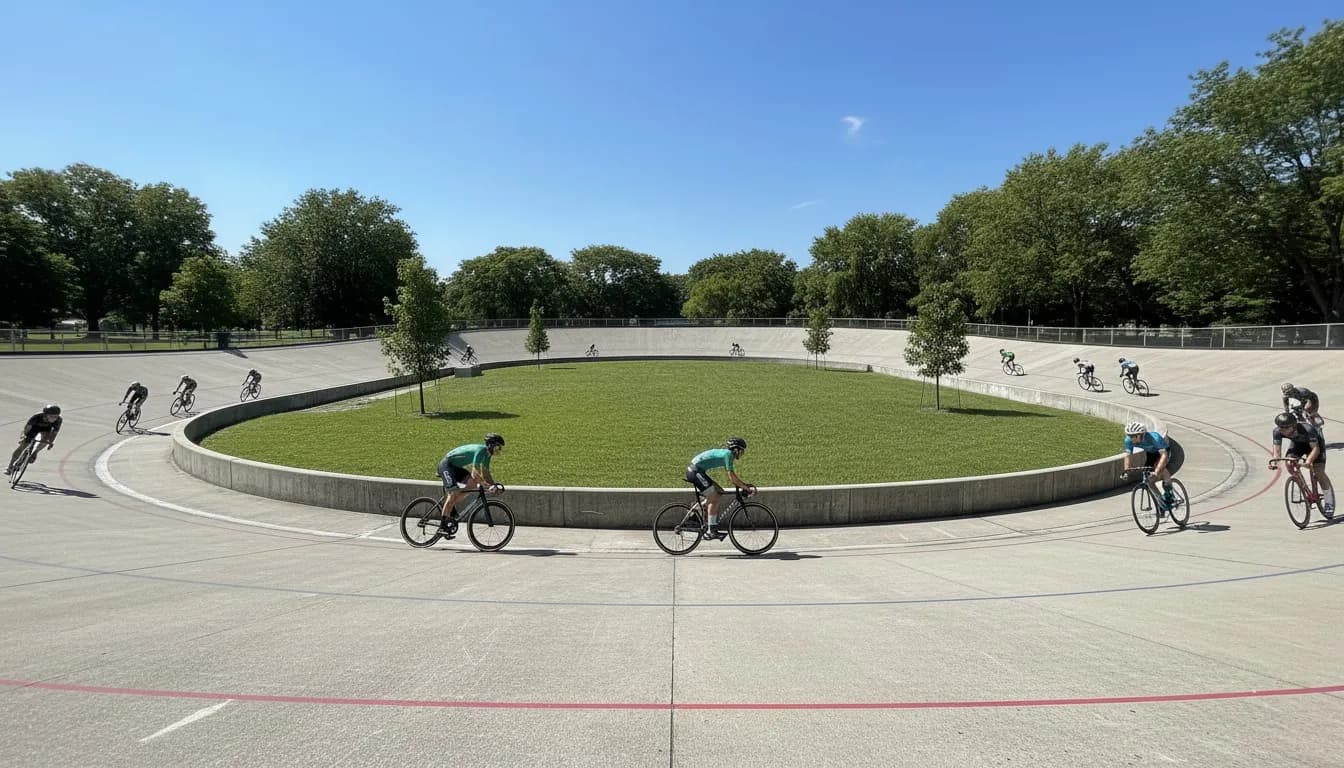 Realistic editorial view of Kissena Velodrome in New York City