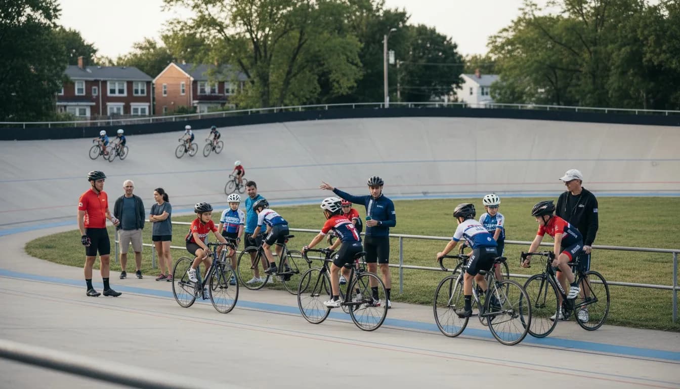 Realistic editorial view of Kissena Velodrome in New York City
