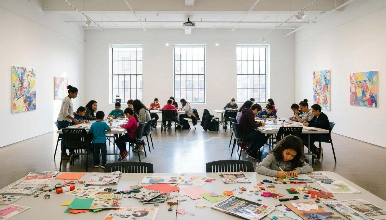 Realistic editorial view of Lehman College Art Gallery in New York City