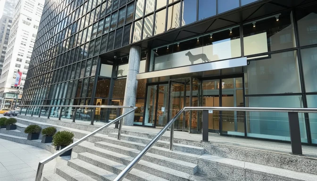 Realistic editorial view of American Kennel Club Museum of the Dog in New York City