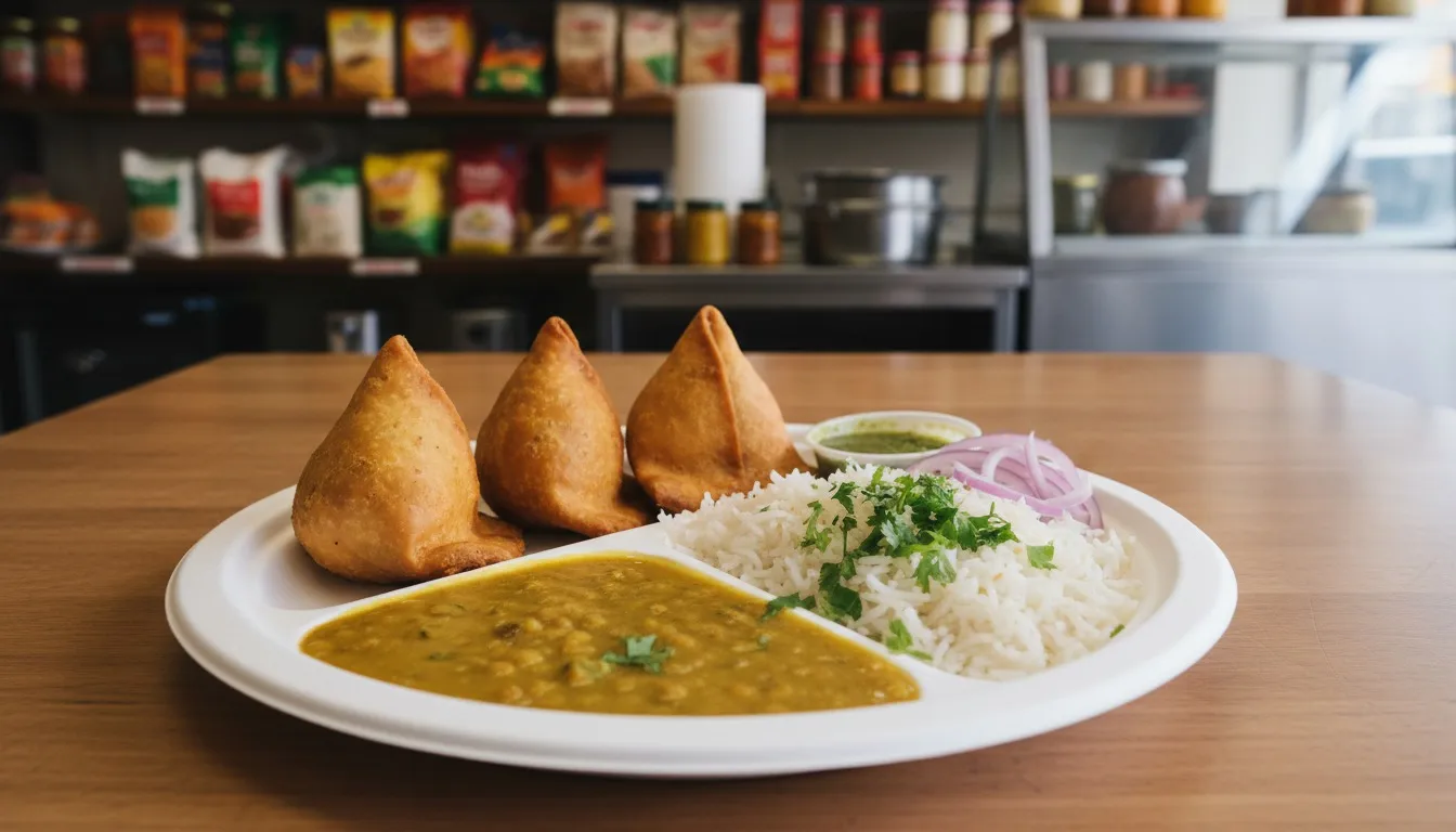 Realistic editorial view of Punjabi Grocery & Deli in New York City