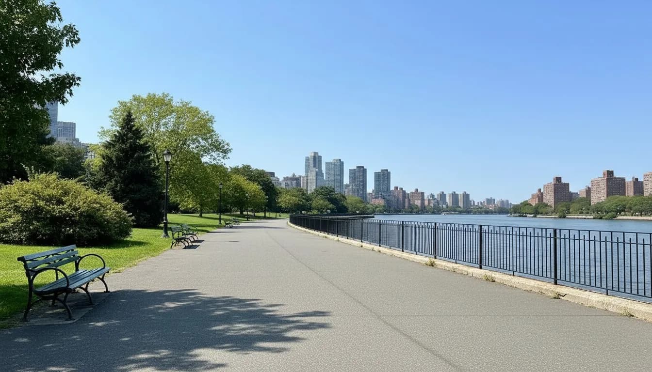 Realistic editorial view of Rainey Park in New York City