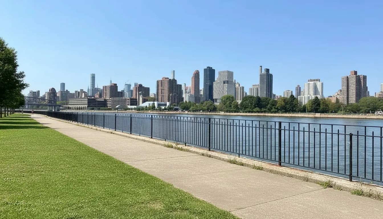 Realistic editorial view of Rainey Park in New York City