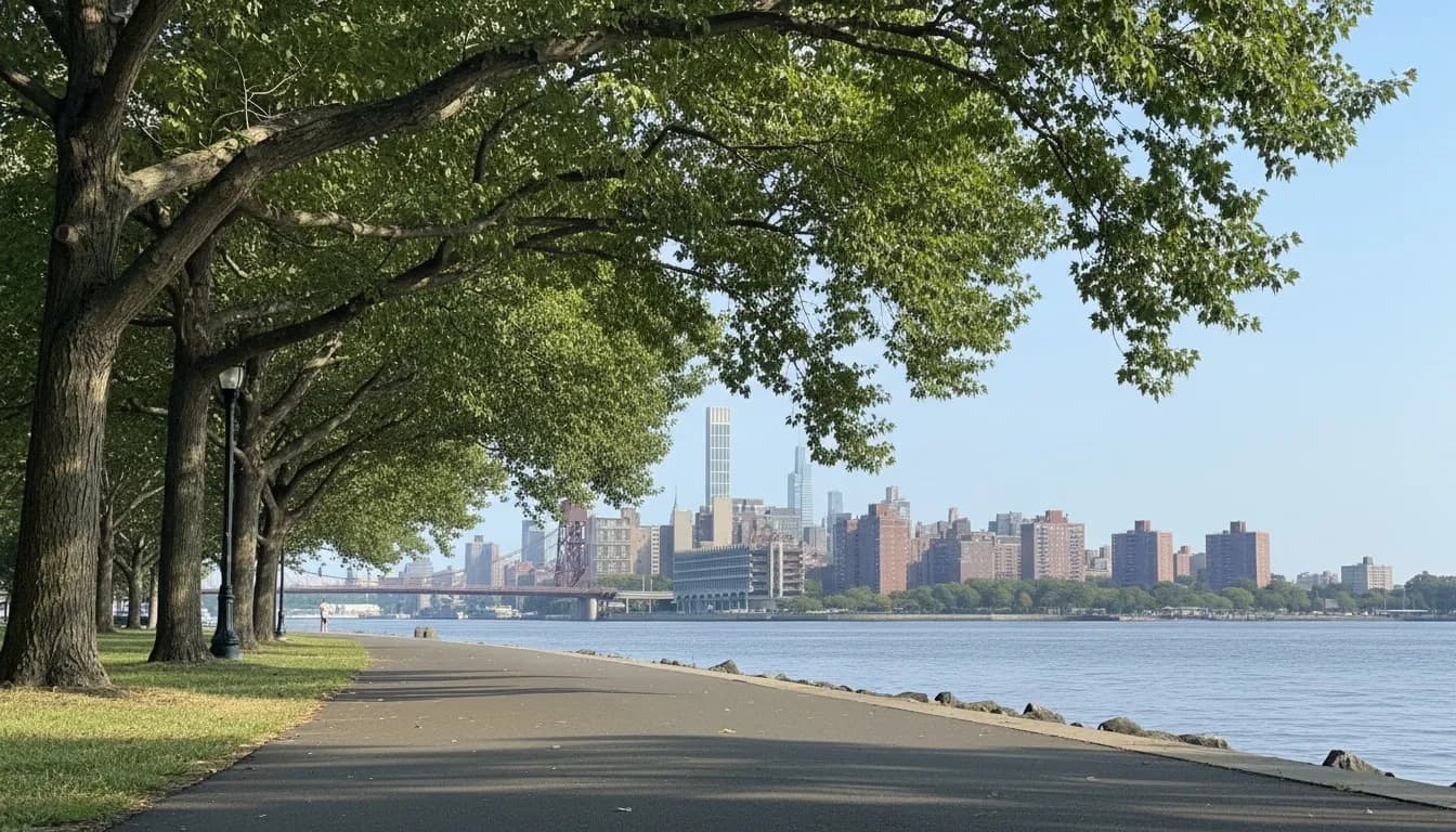 Realistic editorial view of Rainey Park in New York City