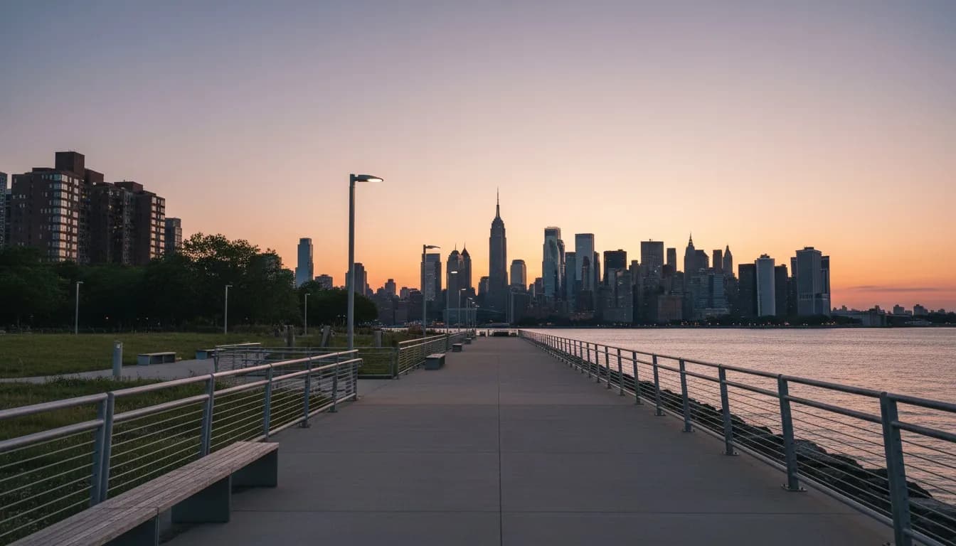Realistic editorial view of Southpoint Park in New York City