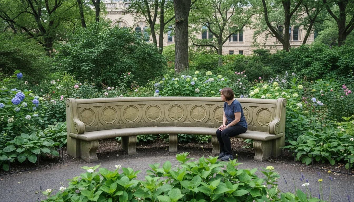 Realistic editorial view of Shakespeare Garden in New York City