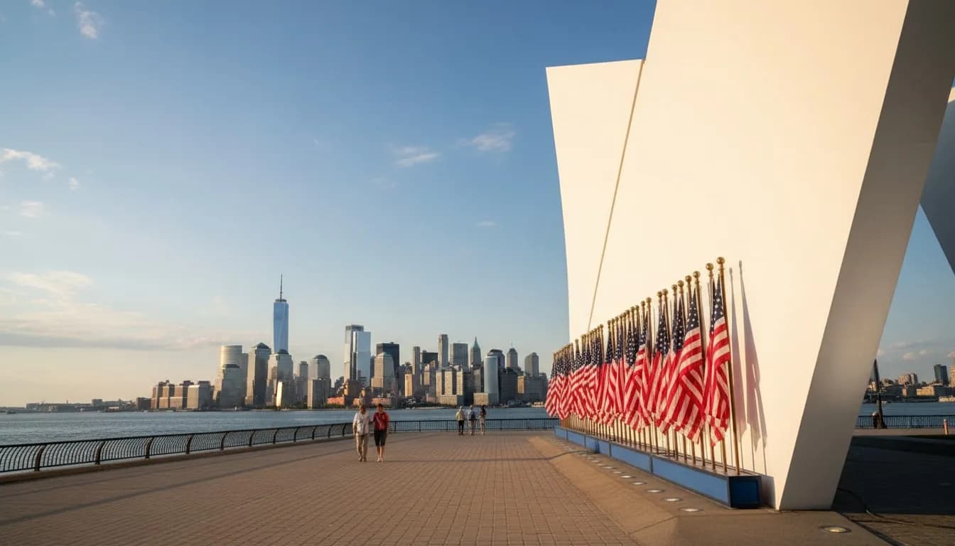 Realistic editorial view of Staten Island September 11 Postcards Memorial in New York City