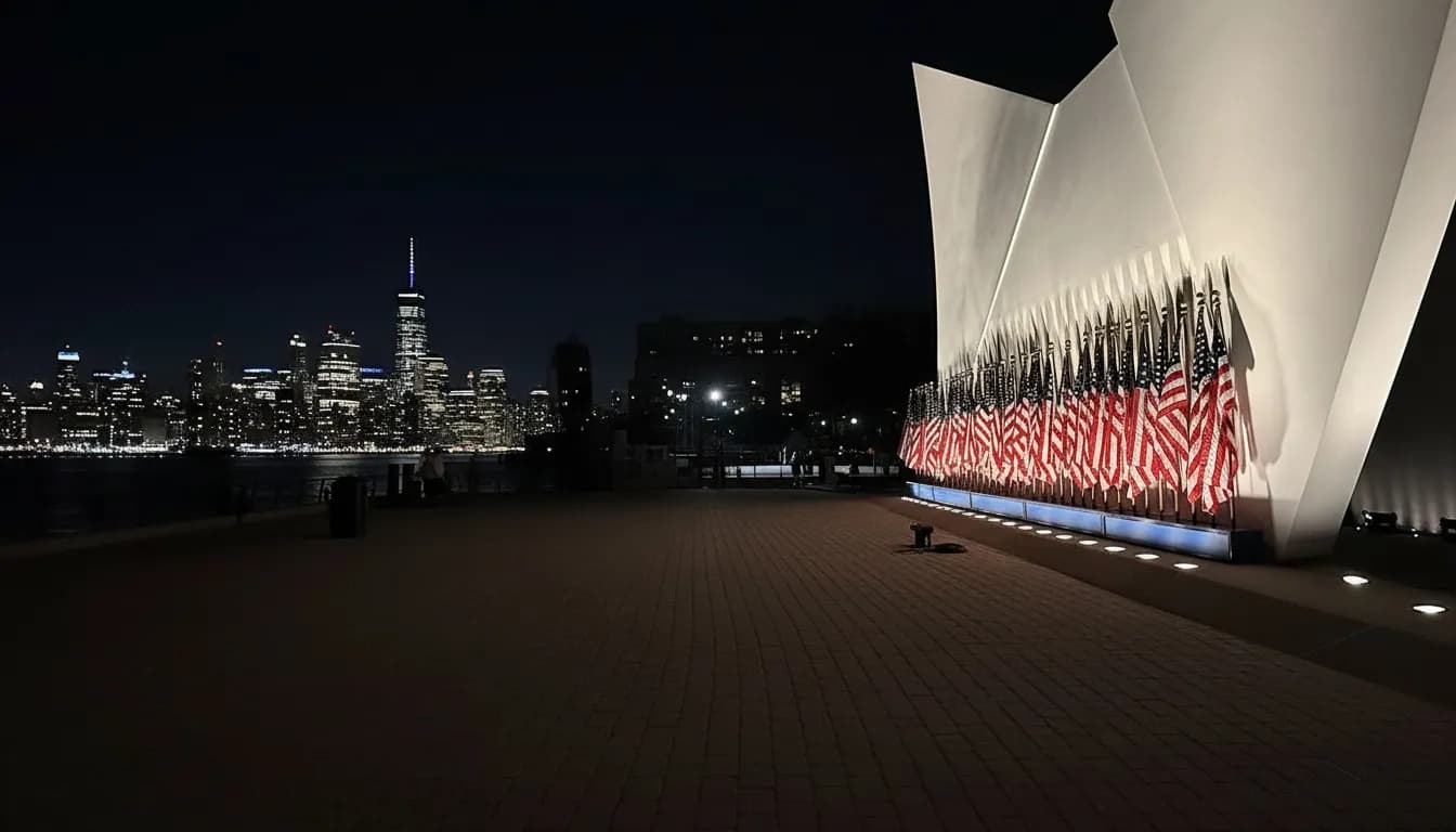 Realistic editorial view of Staten Island September 11 Postcards Memorial in New York City