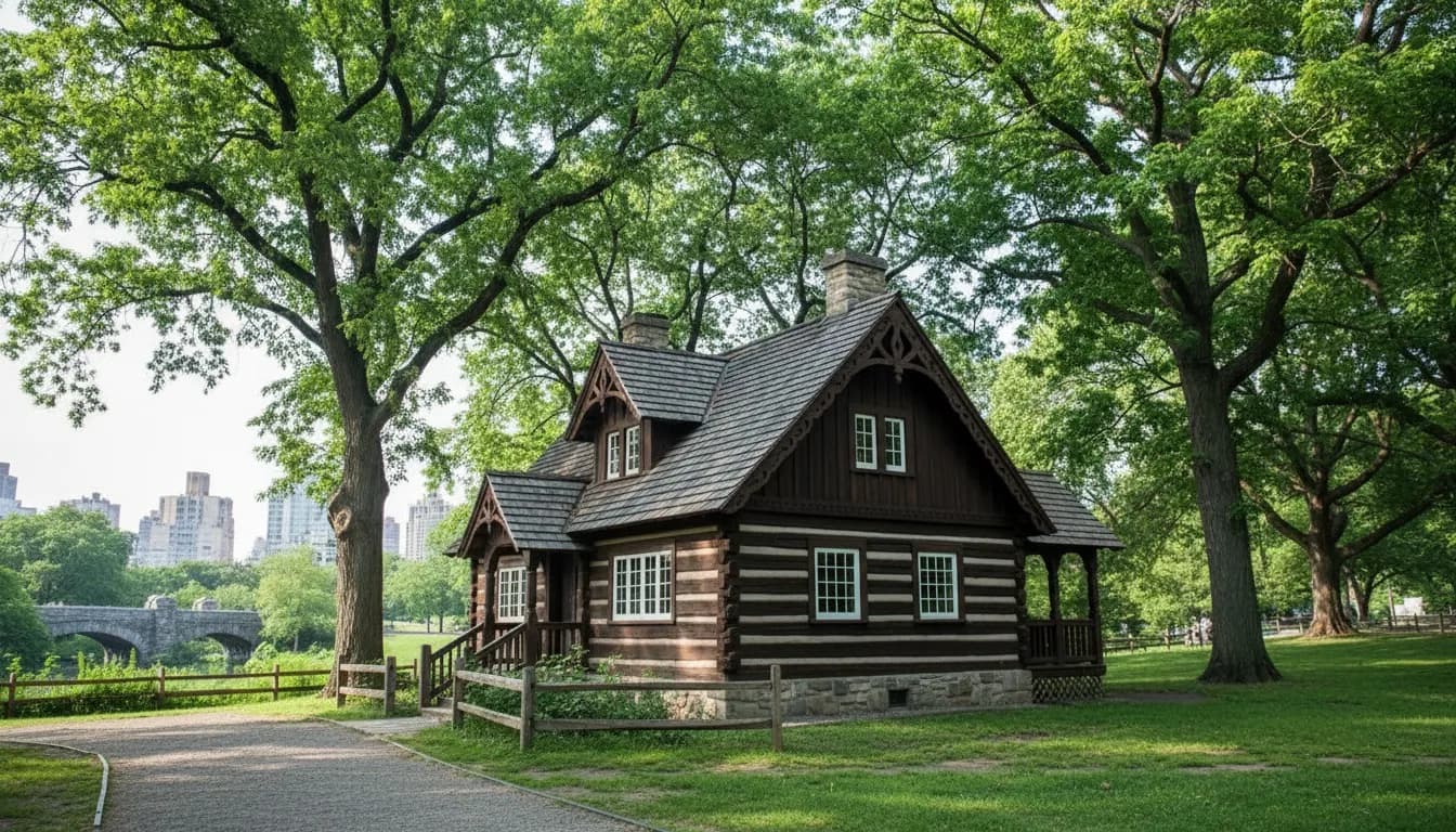 Realistic editorial view of Swedish Cottage Marionette Theatre in New York City