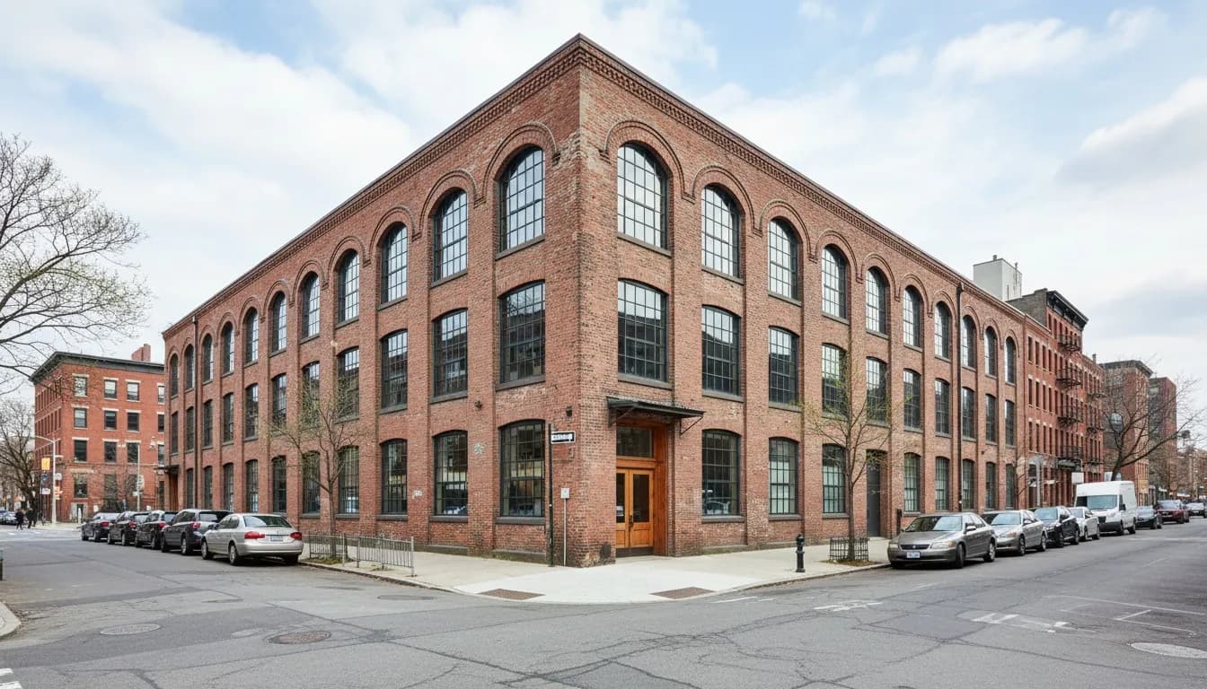 Realistic editorial view of The Invisible Dog Art Center in New York City