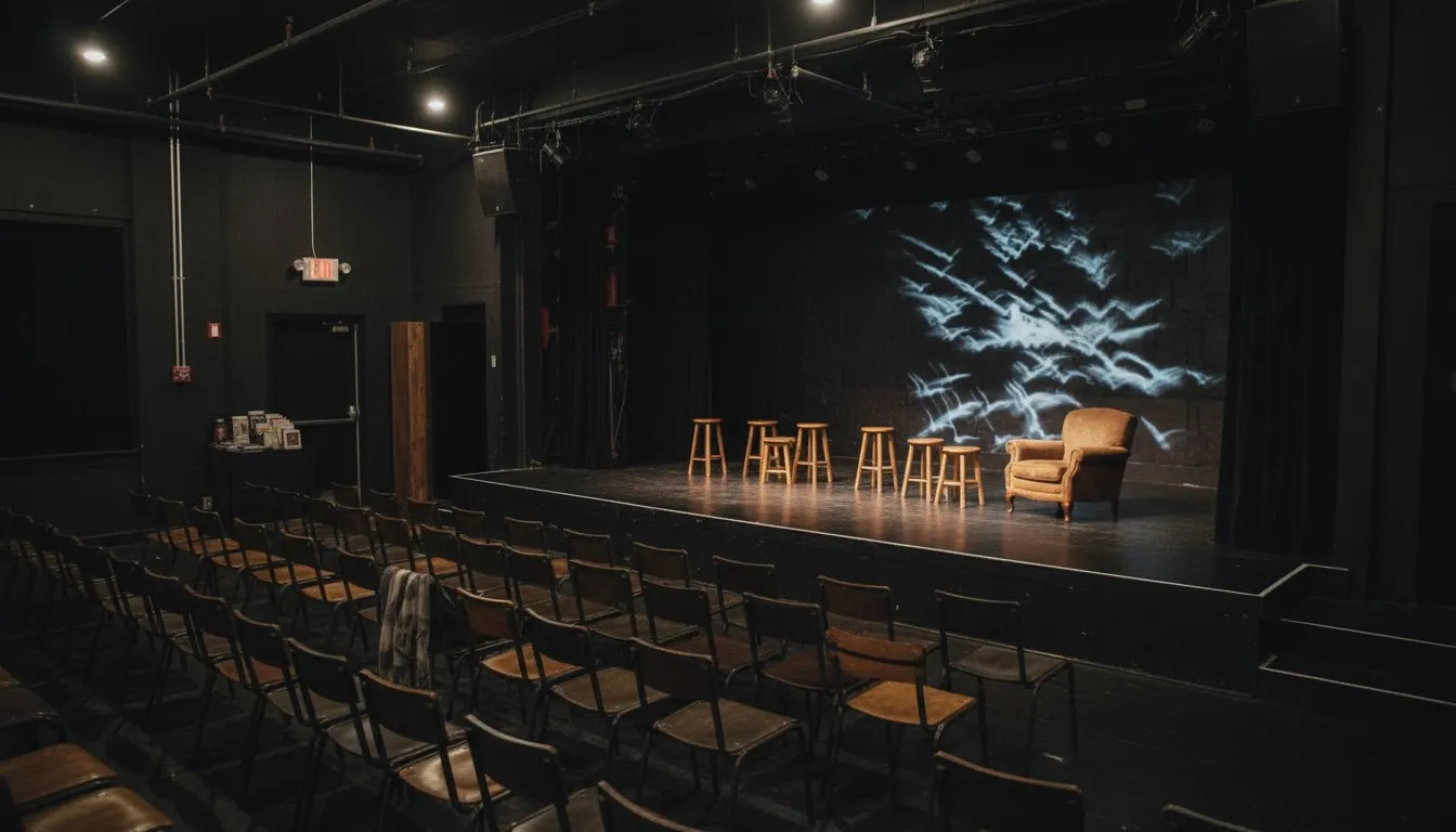 Realistic editorial view of The Secret Theatre in New York City