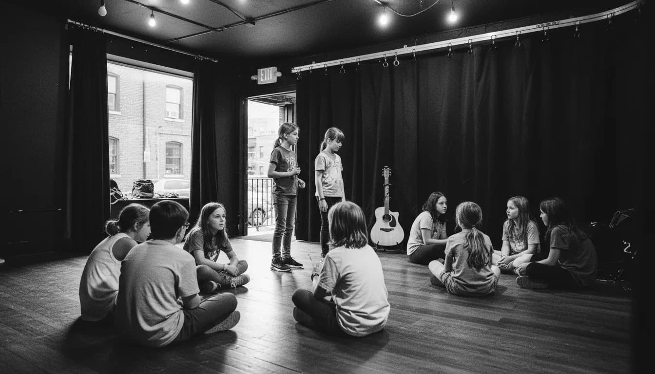 Realistic editorial view of The Secret Theatre in New York City