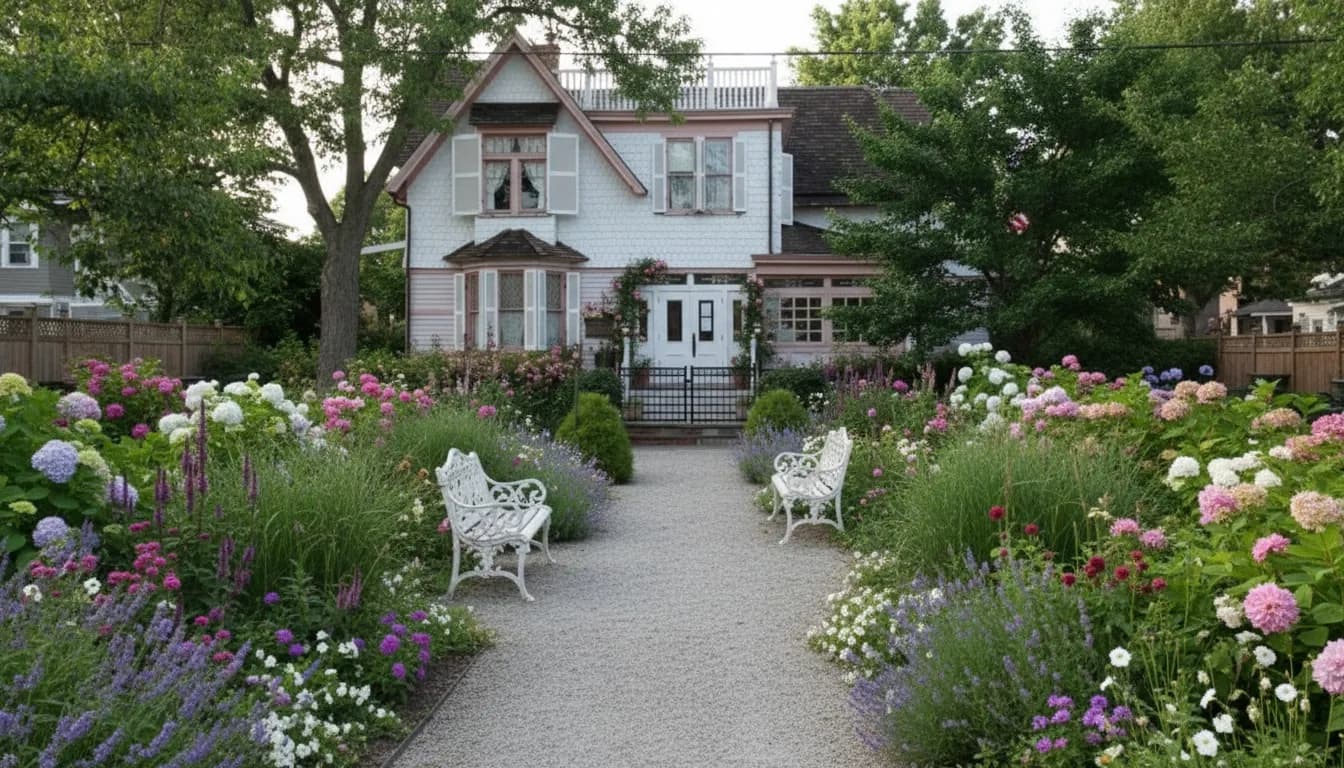 Realistic editorial view of Voelker Orth Museum, Bird Sanctuary & Victorian Garden in New York City