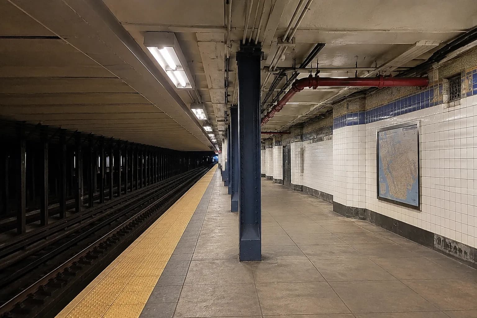 East Broadway F train subway platform in Manhattan's Lower East Side